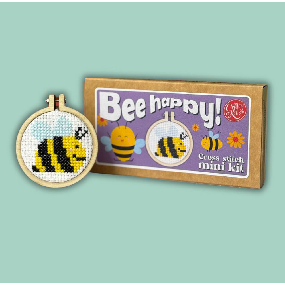 The Crafty Kit - Mini Matchbox Cross Stitch Kit - Bee Happy