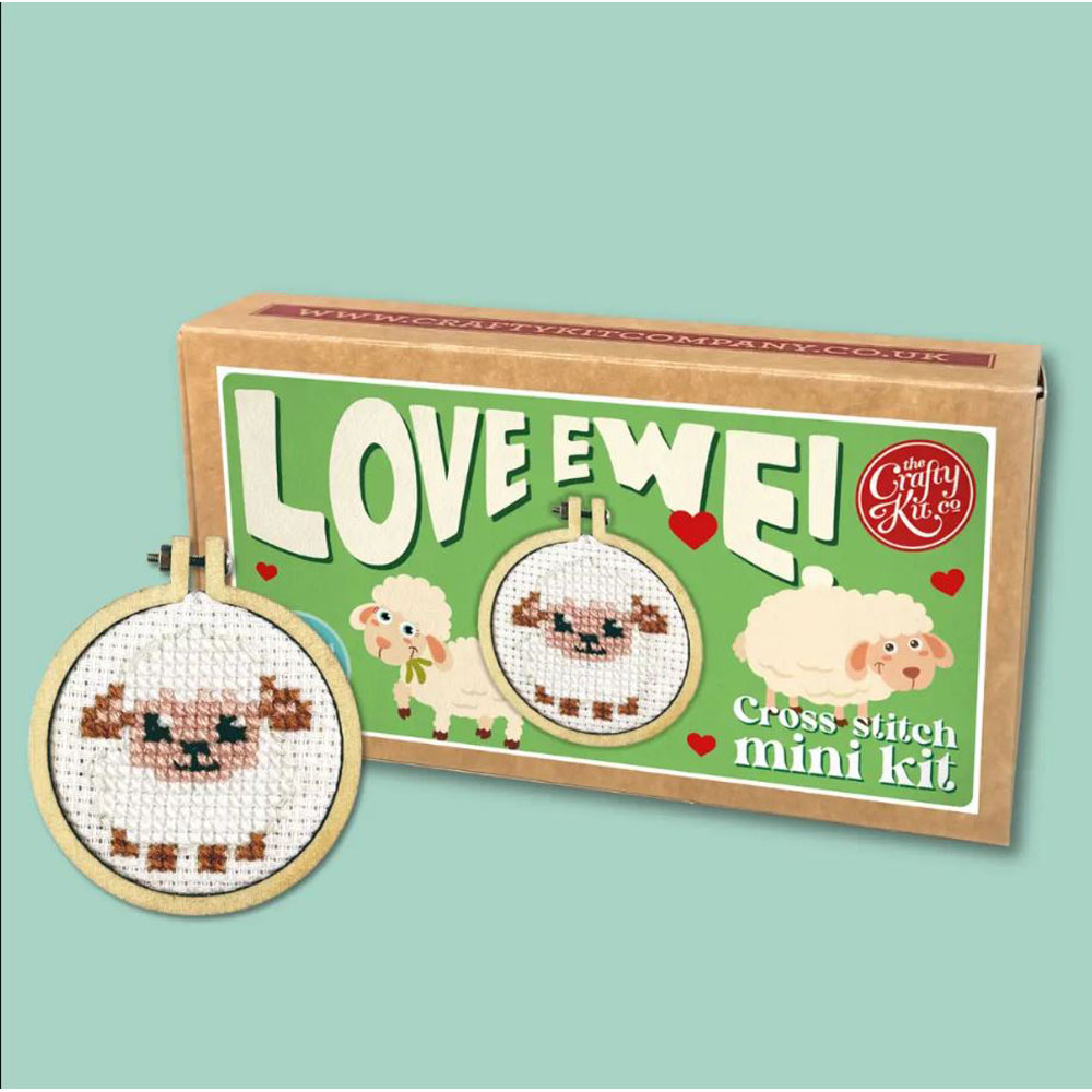 The Crafty Kit - Mini Matchbox Cross Stitch Kit - Love Ewe!