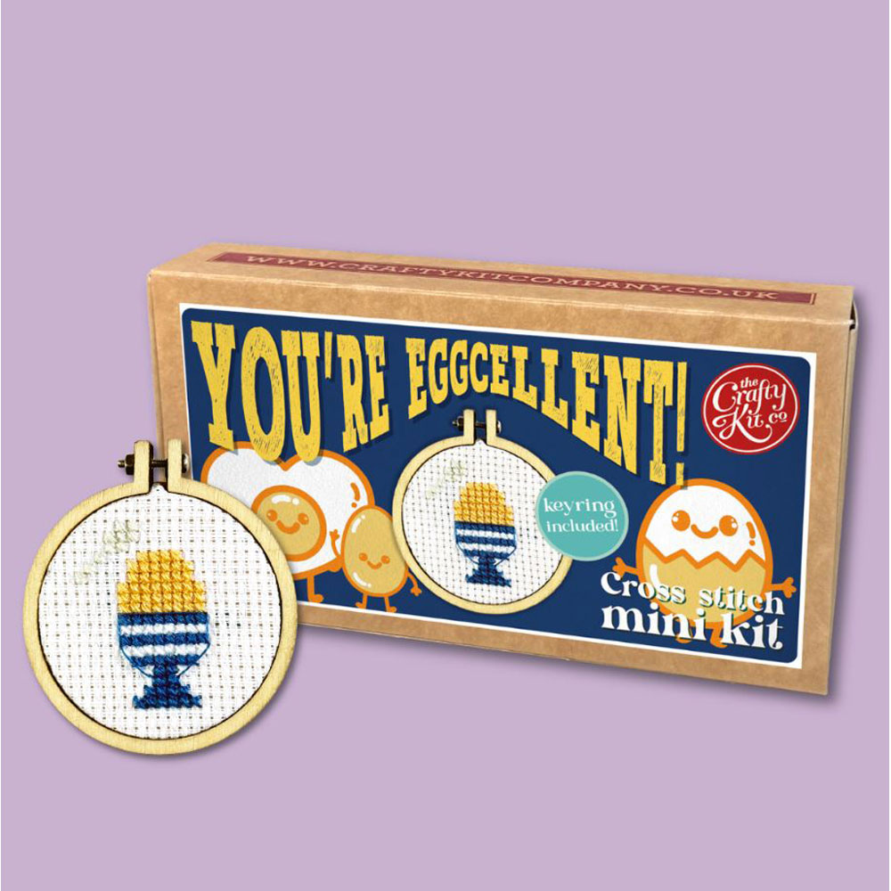 The Crafty Kit - Mini Matchbox Cross Stitch Kit - You're Eggcellent!