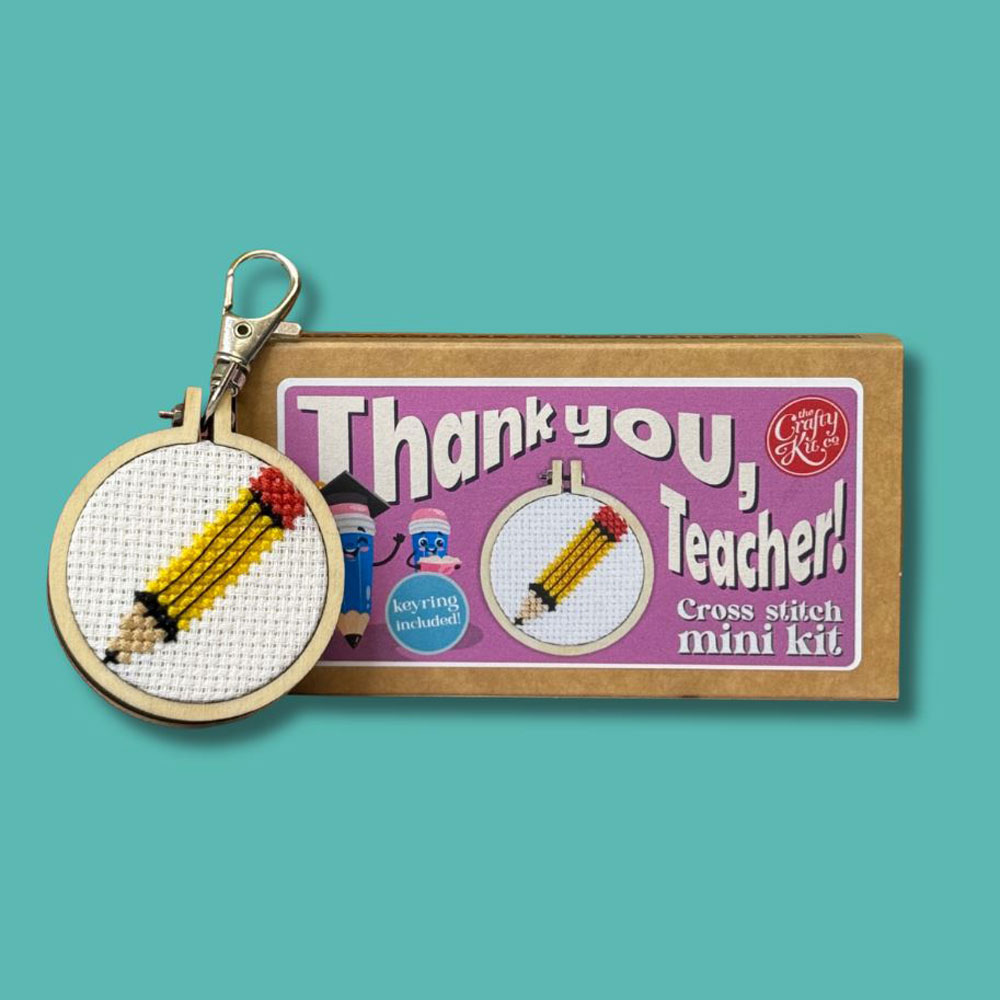 The Crafty Kit - Mini Matchbox Cross Stitch Kit - Thank You, Teacher! (Pencil)