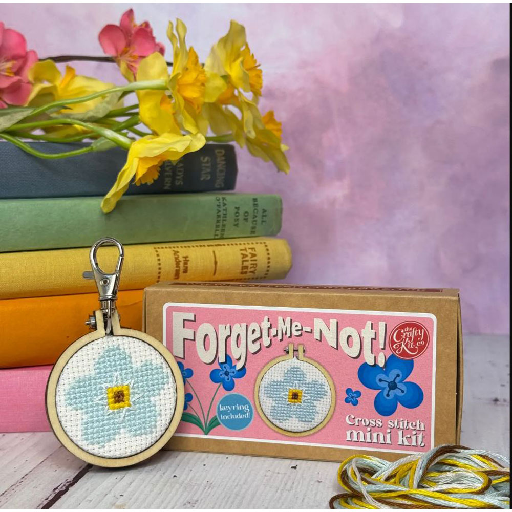 The Crafty Kit - Mini Matchbox Cross Stitch Kit - Forget-Me-Not!
