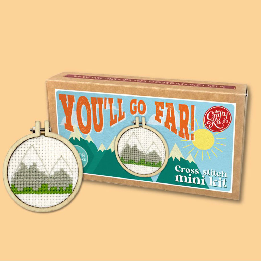 The Crafty Kit - Mini Matchbox Cross Stitch Kit - You'll Go Far!
