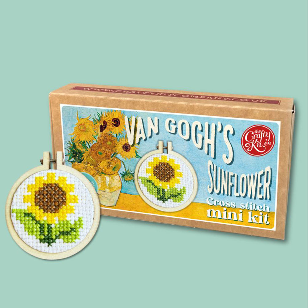 The Crafty Kit - Mini Matchbox Cross Stitch Kit - Van Gogh's Sunflower