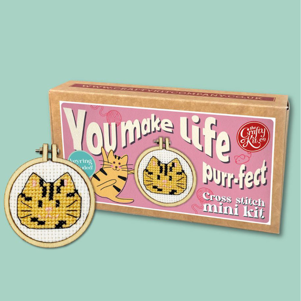 The Crafty Kit - Mini Matchbox Cross Stitch Kit - You Make Life Purr-Fect
