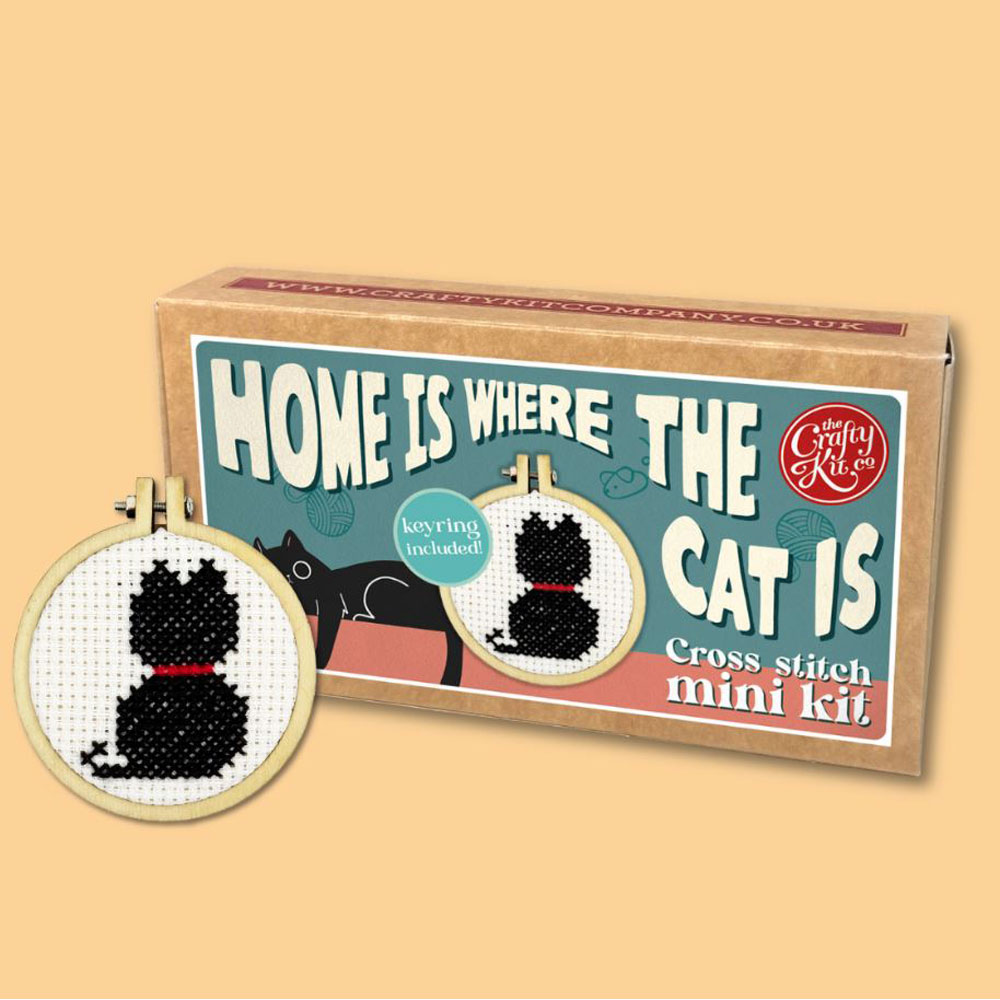 The Crafty Kit - Mini Matchbox Cross Stitch Kit - Home Is Where the Cat Is