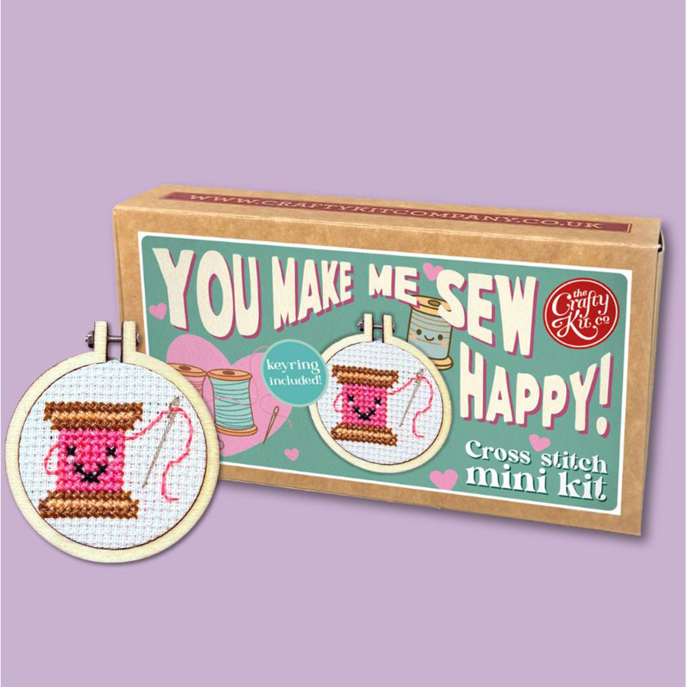 The Crafty Kit - Mini Matchbox Cross Stitch Kit - You Make Me Sew Happy!