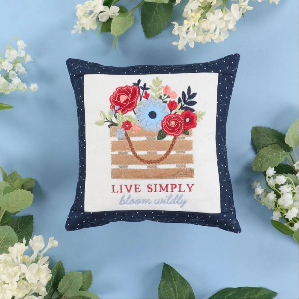 Kimberbell - Embroidery Designs - KD5160 - Country Blooms - 8x8 Pillow