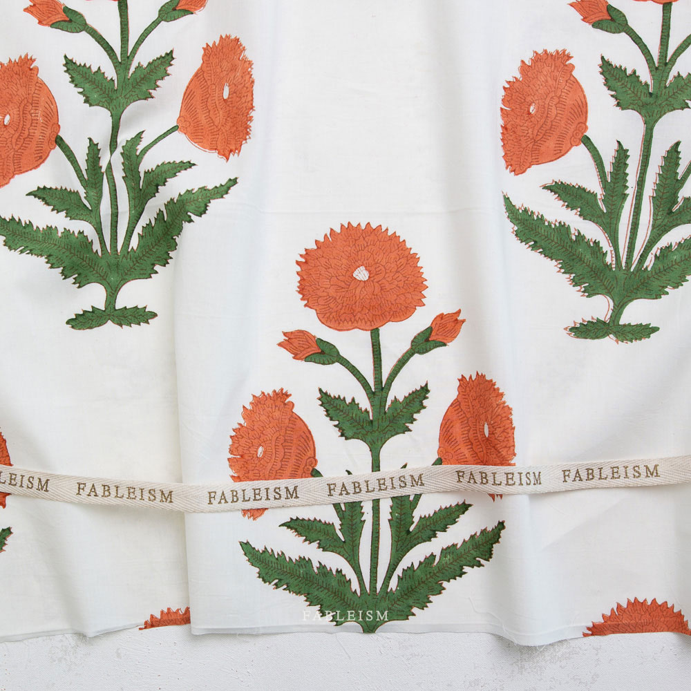 100% Cotton - Indian Block Prints (Boho Floral) - FBBPCT-1B - Sienna - Fableism - 44in wide