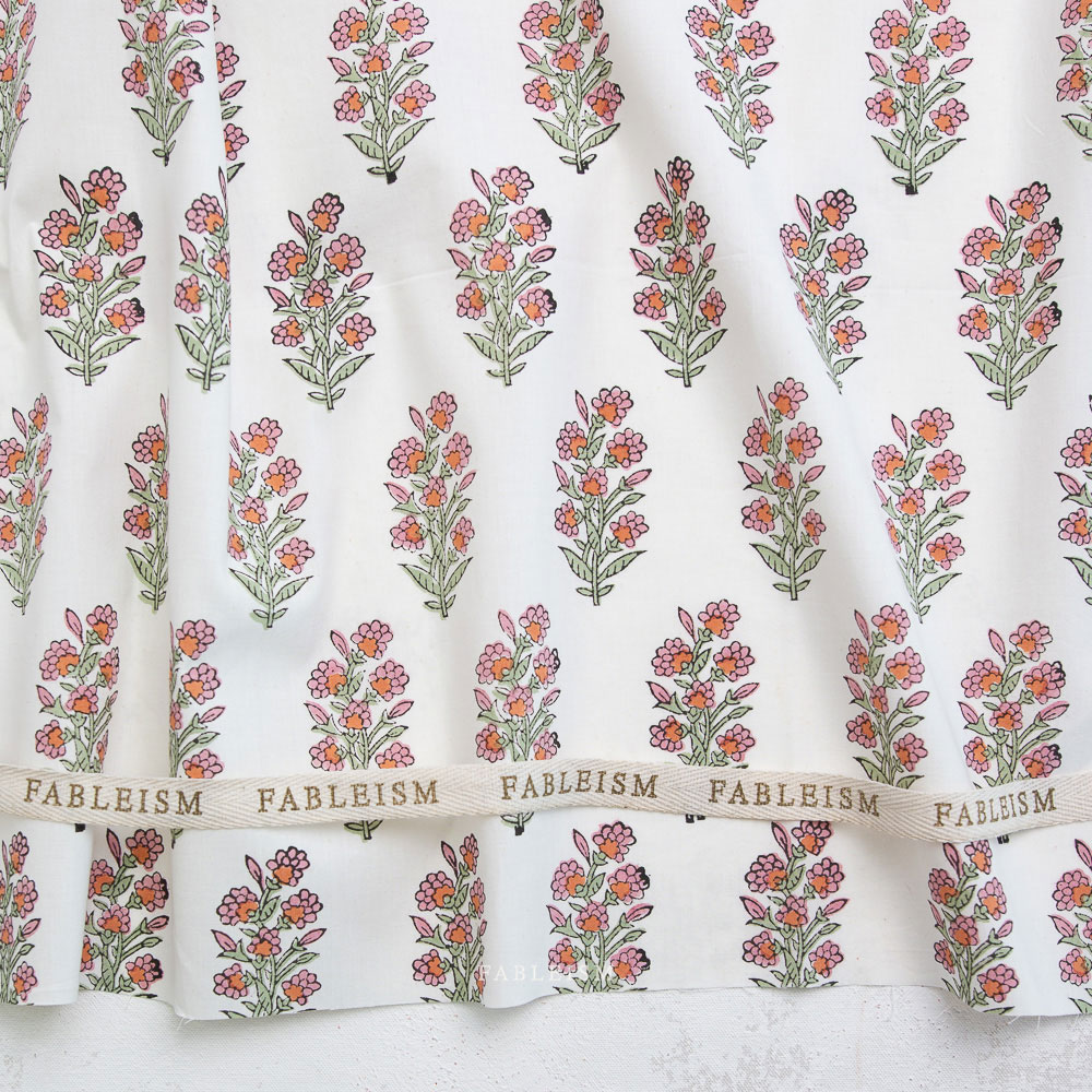 100% Cotton - Indian Block Prints (Wild Floral) - FBBPCT-6W - Blushing - Fableism - 44in wide