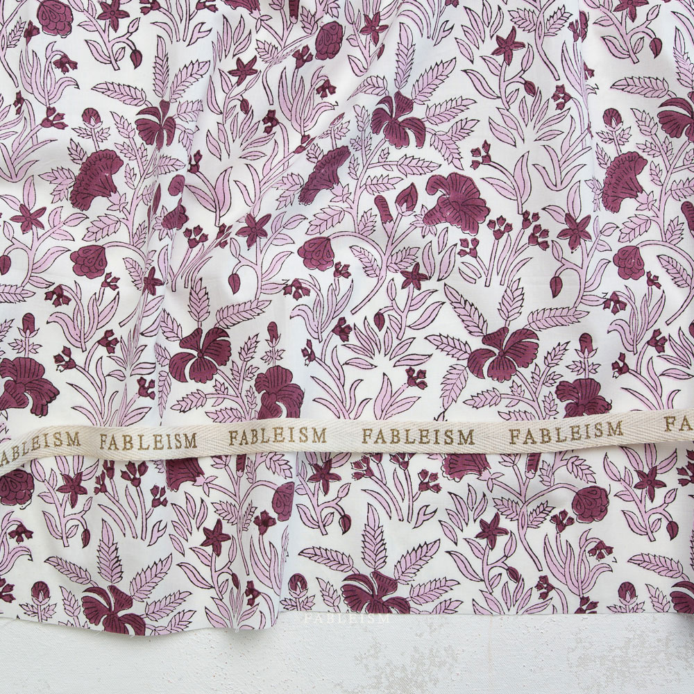 100% Cotton - Indian Block Prints (Cozy Floral) - FBBPCT-9C - Purple - Fableism - 44in wide