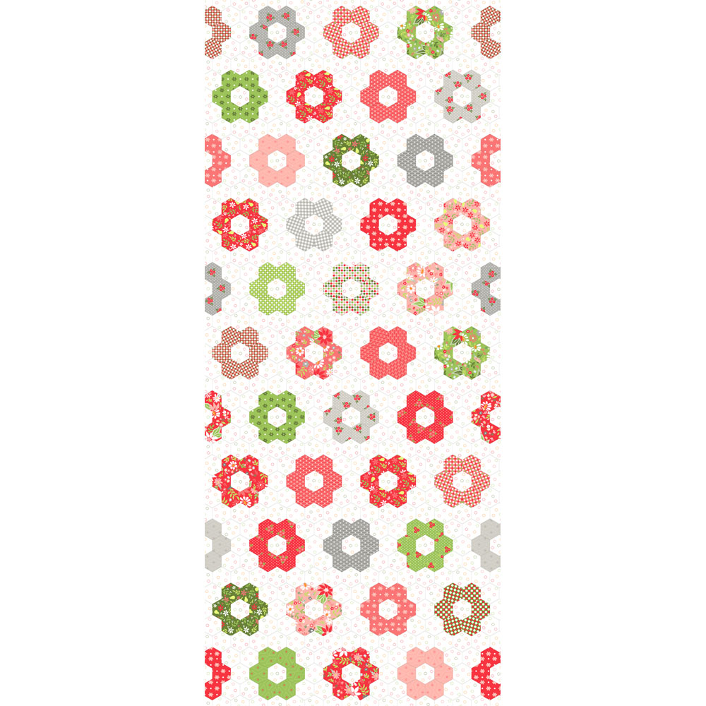 100% Cotton - Poinsettia & Pear - Cheater Panel - 537719-11 - Cloud - 60in wide