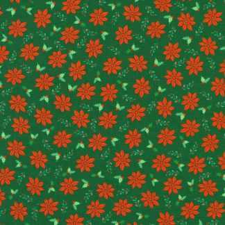 100% Cotton - Tiny Tidings (Poinsettias) - 23907-224 - Evergreen - Studio RK - 44 in wide