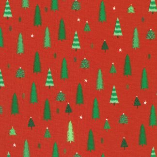 100% Cotton - Tiny Tidings (Trees) - 23910-113 - Cranberry - Studio RK - 44 in wide