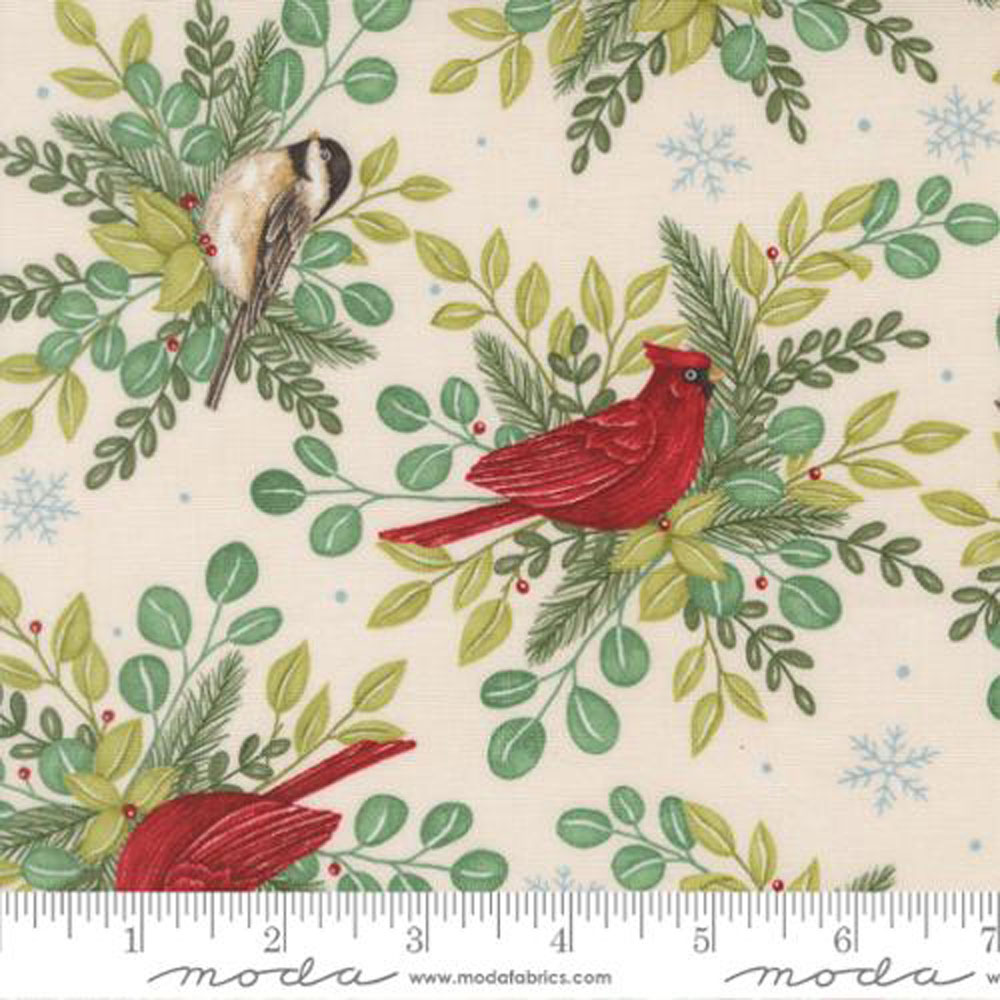 100% Cotton - When Snow Falls (Winter Birds) - 56170-11 - Snowy White - Deb Strain - 44 in wide