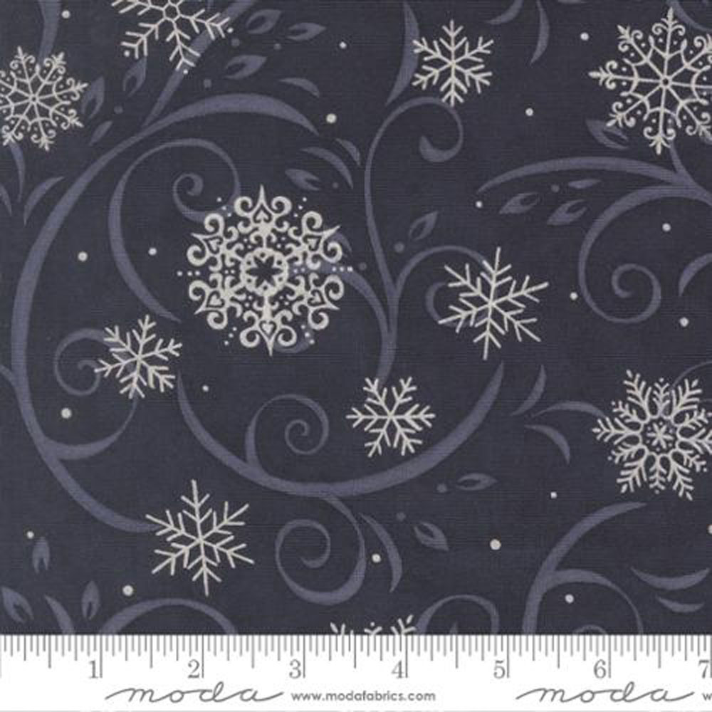 100% Cotton - When Snow Falls (Swirling Snowflakes Winter) - 56172-13 - Night Sky - Deb Strain - 44 in wide