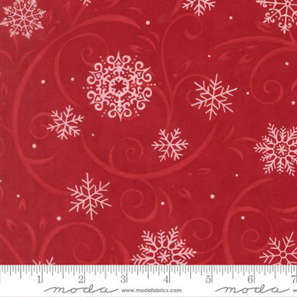 100% Cotton - When Snow Falls (Swirling Snowflakes Winter) - 56172-14 - Berry Red - Deb Strain - 44 in wide