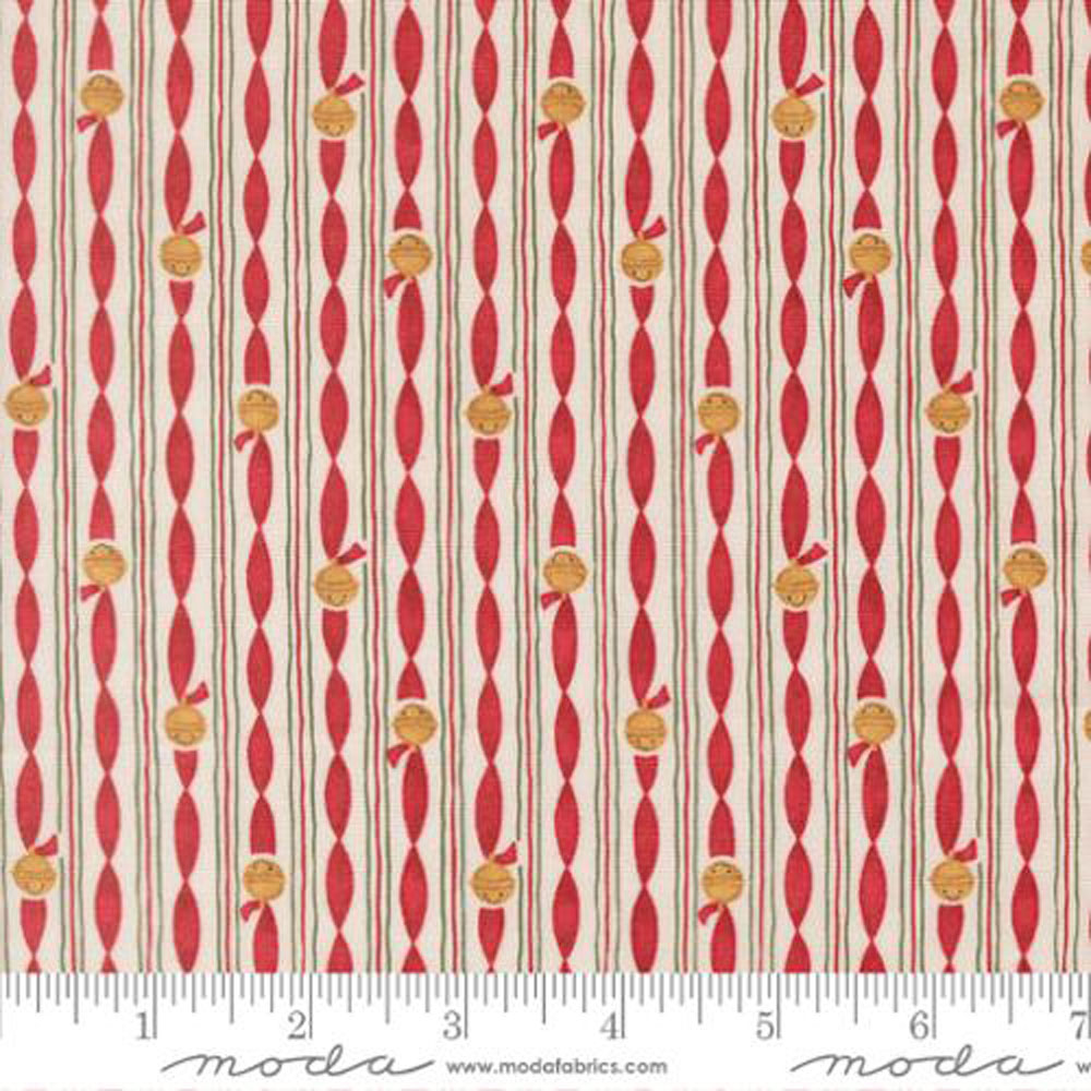100% Cotton - When Snow Falls (Jingle Bell Stripes) - 56176-11 - Snowy White - Deb Strain - 44 in wide