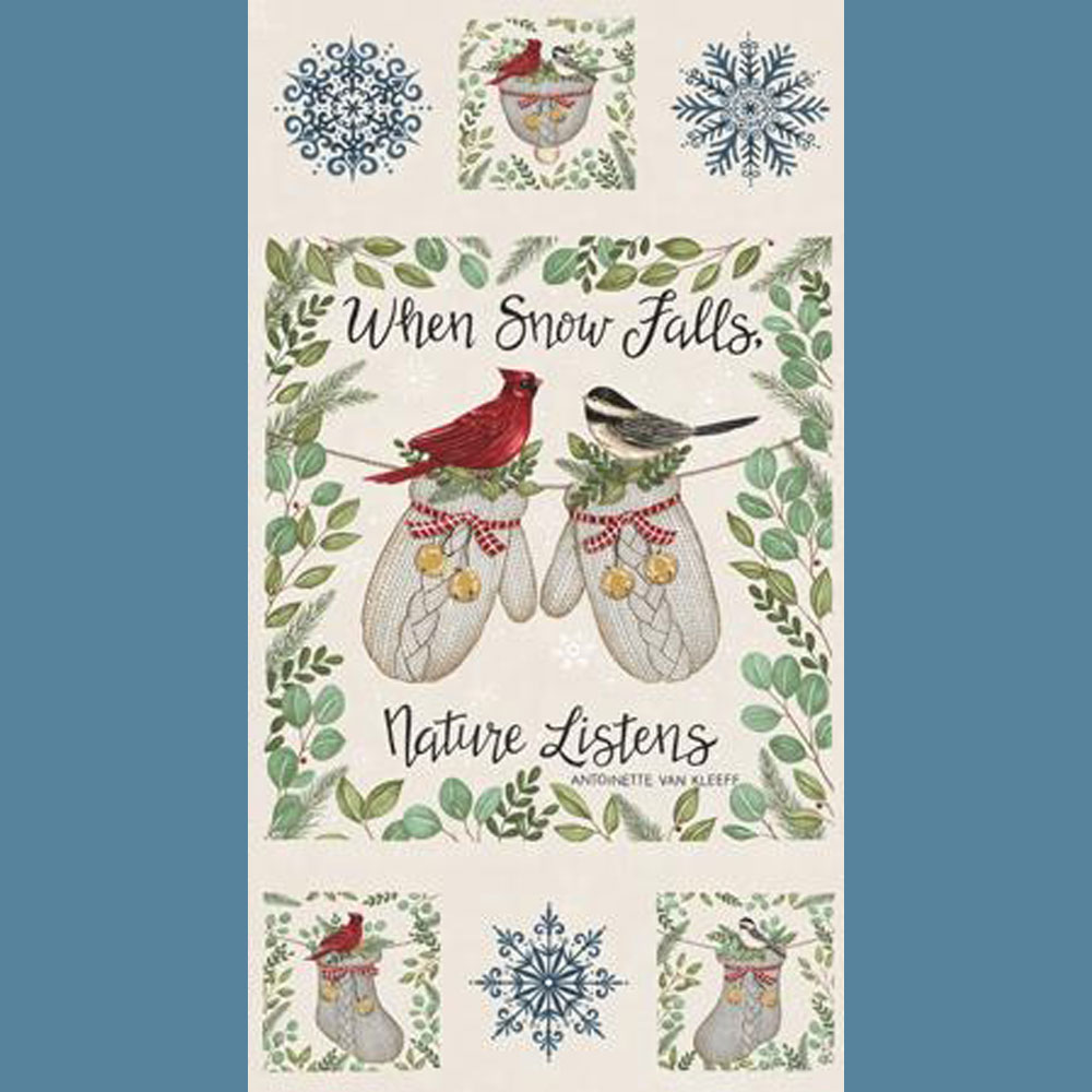 100% Cotton Panel - When Snow Falls - 56178-11 - Snowy White - Deb Strain - 24" x 44"