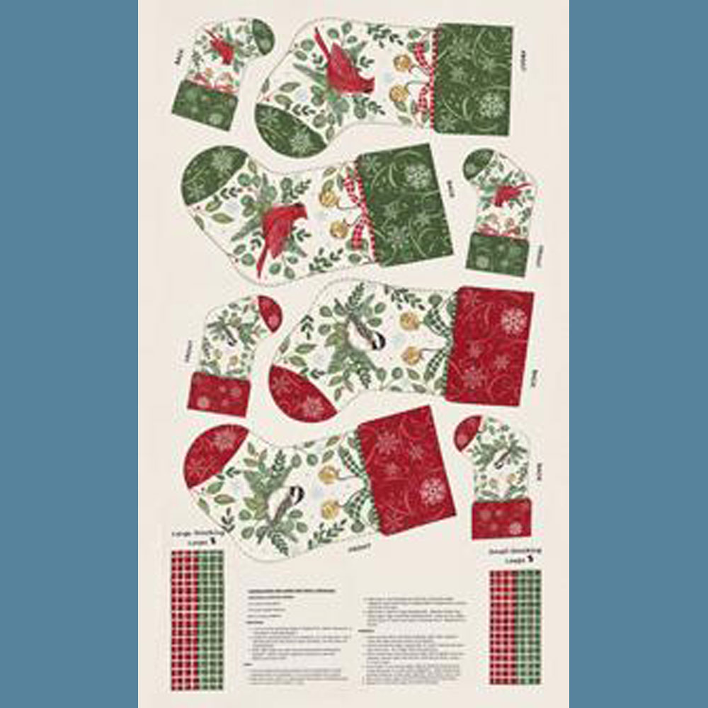 100% Cotton Stocking Panel - When Snow Falls - 56179-11 - Snowy White - Deb Strain - 24" x 44"