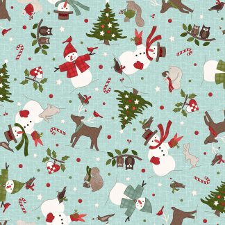 100% Cotton Flannel - Snowtop Mountain (Christmas Toss) - MASF11162-Q - Aqua - Bonnie Sullivan - 43 in wide