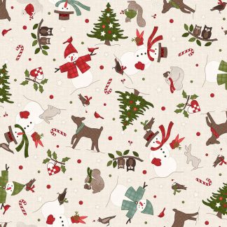 100% Cotton Flannel - Snowtop Mountain (Christmas Toss) - MASF11162-E - Cream - Bonnie Sullivan - 43 in wide