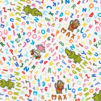 100% Cotton Fabric - Little Grinch (Tossed Alphabet) - 23874-205 - Multi - Dr. Seuss Enterprises