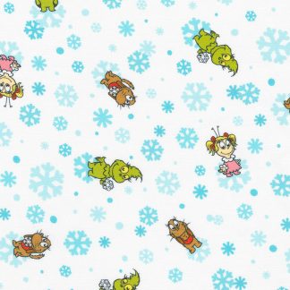 100% Cotton Fabric - Little Grinch (Snowflakes) - 23875-1 - White - Dr. Seuss Enterprises