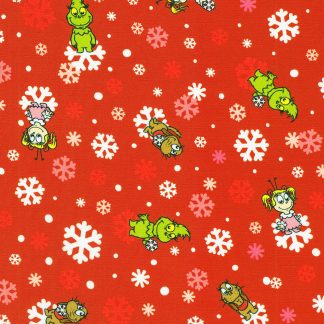 100% Cotton Fabric - Little Grinch (Snowflakes) - 23875-3 - Red - Dr. Seuss Enterprises