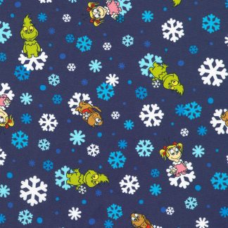 100% Cotton Fabric - Little Grinch (Snowflakes) - 23875-4 - Blue - Dr. Seuss Enterprises