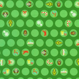 100% Cotton Fabric - Little Grinch (Circle) - 23876-7 - Green - Dr. Seuss Enterprises