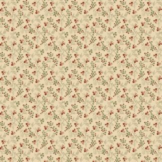 100% Cotton - Pineberry Lane (Berries & Greens) - R172002D - Cream - Pam Buda - 44 in wide