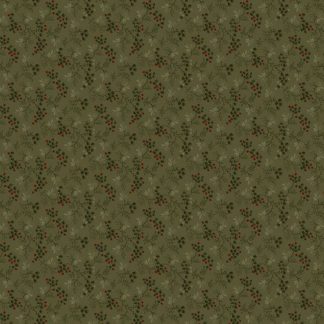 100% Cotton - Pineberry Lane (Berries & Greens) - R172002D - Green - Pam Buda - 44 in wide