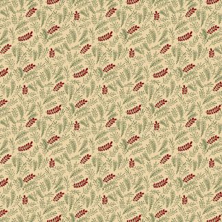 100% Cotton - Pineberry Lane (Holiday Greenery) - R172003D - Cream - Pam Buda - 44 in wide