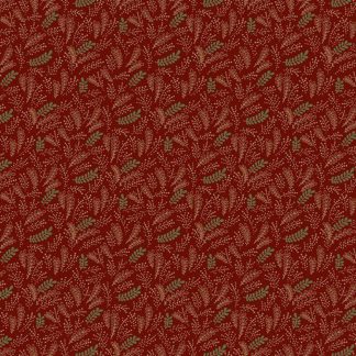 100% Cotton - Pineberry Lane (Holiday Greenery) - R172003D - Red - Pam Buda - 44 in wide