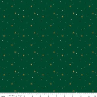 100% Cotton - Sparkler (Snowflake) - RBC652 - Christmas Green - Melissa Mortenson - 43 in wide