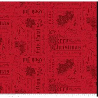 100% Cotton - Poinsettias at Christmas (Text) - C17632 - Red- Jennifer Bosworth - 44 In wide