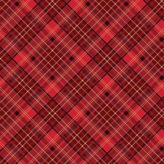 100% Cotton - Poinsettias at Christmas (Plaid) - C17633 - Red Foil - Jennifer Bosworth - 44 In wide