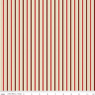 100% Cotton - Poinsettias at Christmas (Stripe) - C17634 - Red Foil - Jennifer Bosworth - 44 In wide