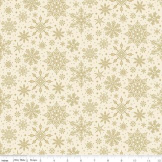 100% Cotton - Poinsettias at Christmas (Snowflakes) - C17635 - Cream Foil - Jennifer Bosworth - 44 In wide