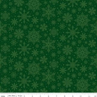 100% Cotton - Poinsettias at Christmas (Snowflakes) - C17635 - Green - Jennifer Bosworth - 44 In wide