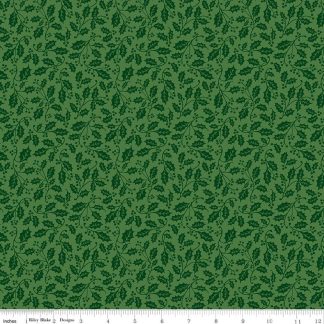 100% Cotton - Poinsettias at Christmas (Holly) - C17636 - Green- Jennifer Bosworth - 44 In wide