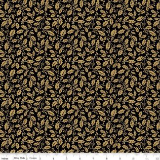 100% Cotton - Poinsettias at Christmas (Holly) - C17636 - Black Foil - Jennifer Bosworth - 44 In wide