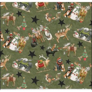 100% Cotton - Northern Christmas (Main) - C17830 - Green - Teresa Kogut - 43 in wide