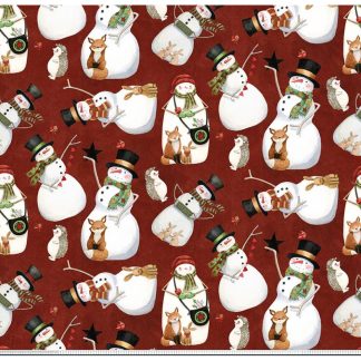 100% Cotton - Northern Christmas (Snowmen) - C17831 - Red - Teresa Kogut - 43 in wide