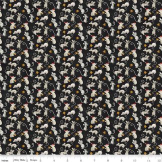 100% Cotton - Northern Christmas (Mice) - C17833 - Black - Teresa Kogut - 43 in wide