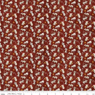 100% Cotton - Northern Christmas (Mice) - C17833 - Red - Teresa Kogut - 43 in wide