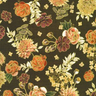 100% Cotton - Hello Fall (Tossed Flowers) - 23918-342 - Chestnut - Lynnea Washburn - 44 in wide