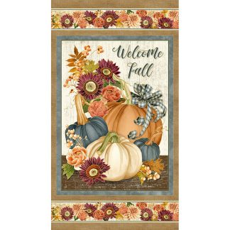 100% Cotton Panel - Hello Fall (Pumpkin) - 23913-196 - Harvest - Lynnea Washburn - 24" x 44"