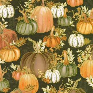 100% Cotton - Hello Fall (Pumpkins, Fall Leaves) - 23916-342 - Chestnut - Lynnea Washburn - 44 in wide