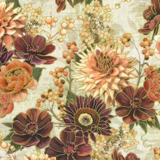 100% Cotton - Hello Fall (Florals) - 23917-156 - Linen - Lynnea Washburn - 44 in wide